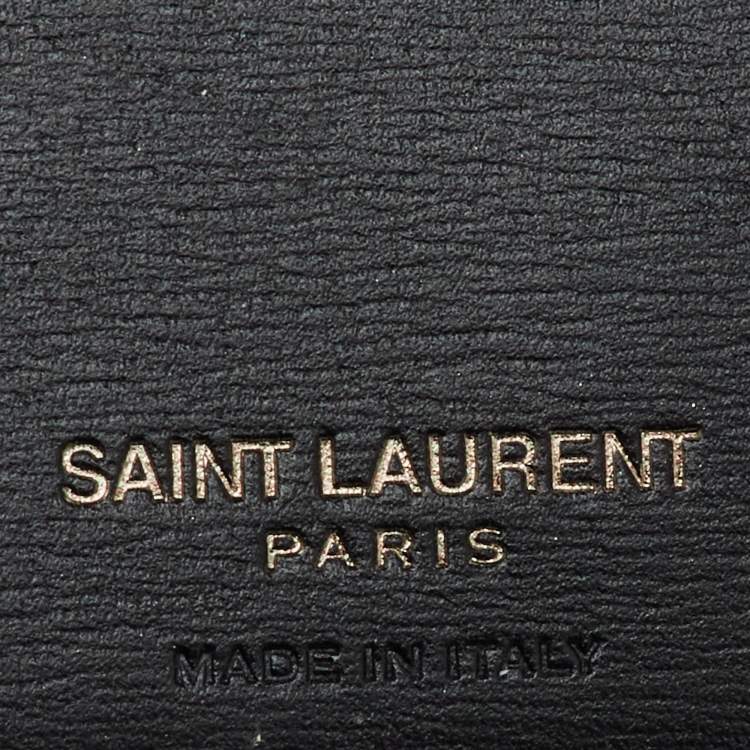 Pre Owned Saint Laurent Black Leather Card Case Passport Holder