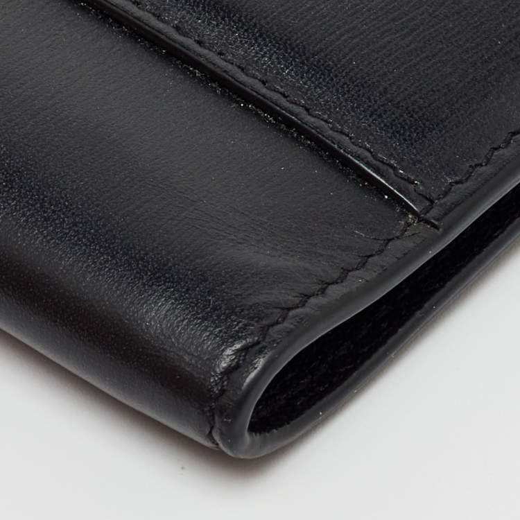 Pre Owned Saint Laurent Black Leather Card Case Passport Holder