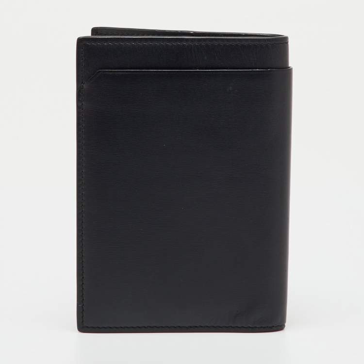 Pre Owned Saint Laurent Black Leather Card Case Passport Holder