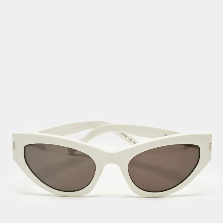 مملوكة مسبقًا Saint Laurent White/Black SL215 Grace Cat Eye Sunglasses