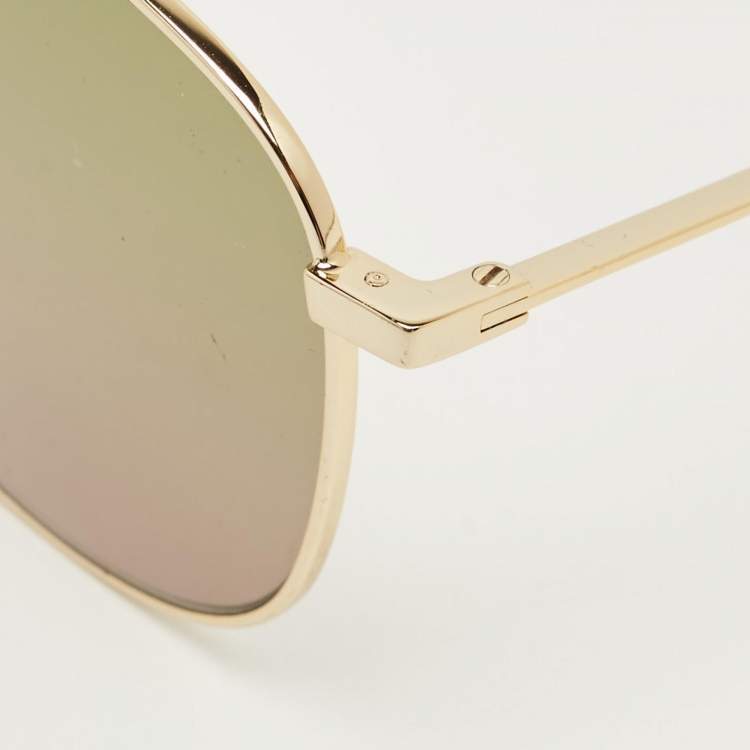 Pre Owned Saint Laurent Green/Gold Tone Gradient SL 273/K Square Sunglasses