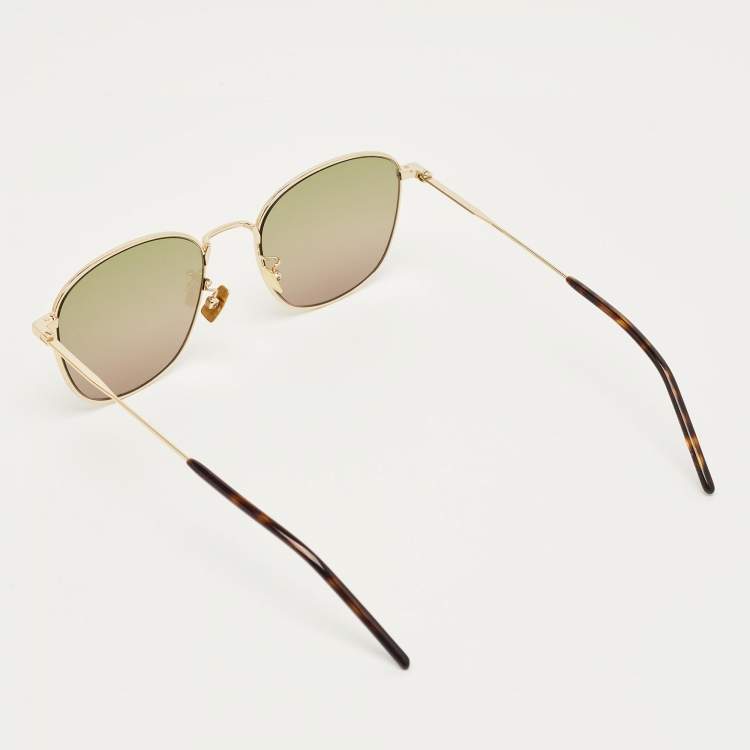 Pre Owned Saint Laurent Green/Gold Tone Gradient SL 273/K Square Sunglasses