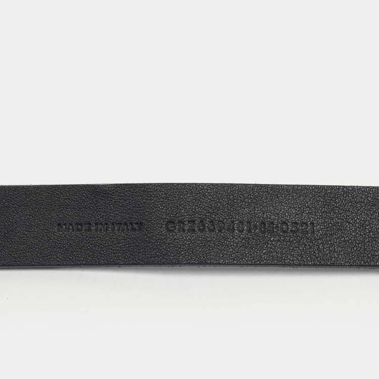 Pre Owned Saint Laurent Buckle Belt Black Crocodile Embossed Leather