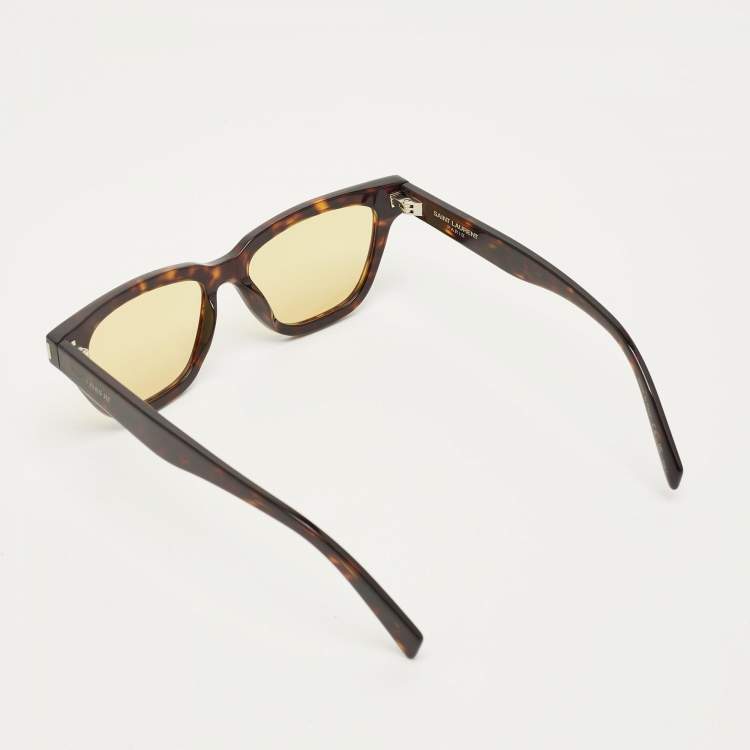 مملوكة مسبقًا Saint Laurent Dark Tortoise Brown/Yellow SL 462 Sulpice Cat Eye Sunglasses
