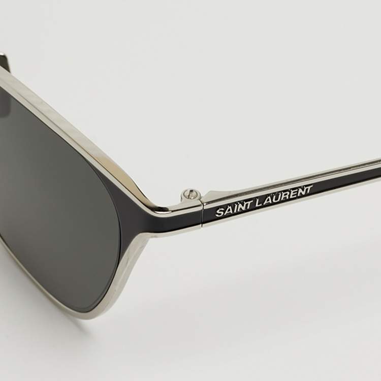 Pre Owned Saint Laurent Black/Silver Tone SL409 Cat Eye Sunglasses