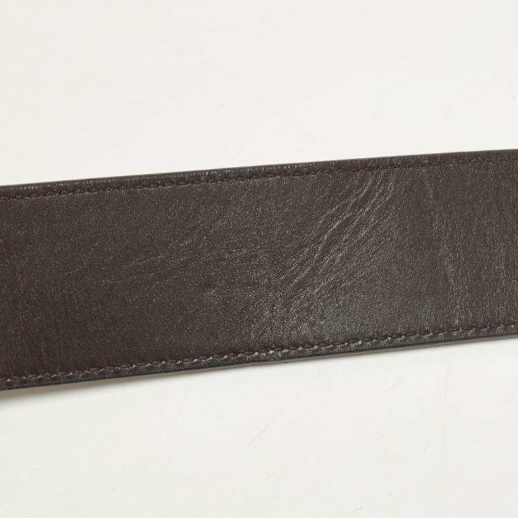 Pre Owned Saint Laurent Logo 100 CM Waist Belt Burgundy Leather