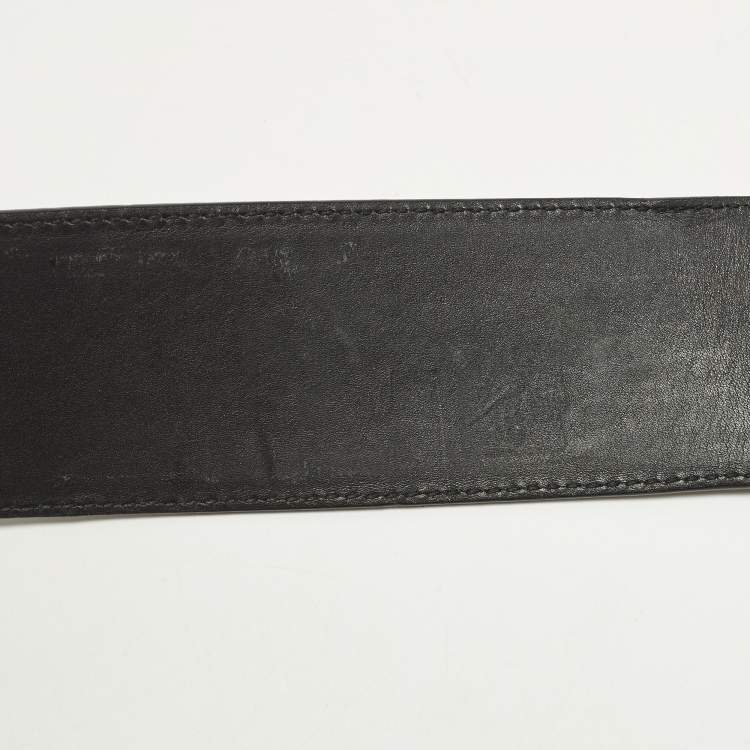 Pre Owned Saint Laurent 90 CM Buckle Wide Belt Black Patent Leather