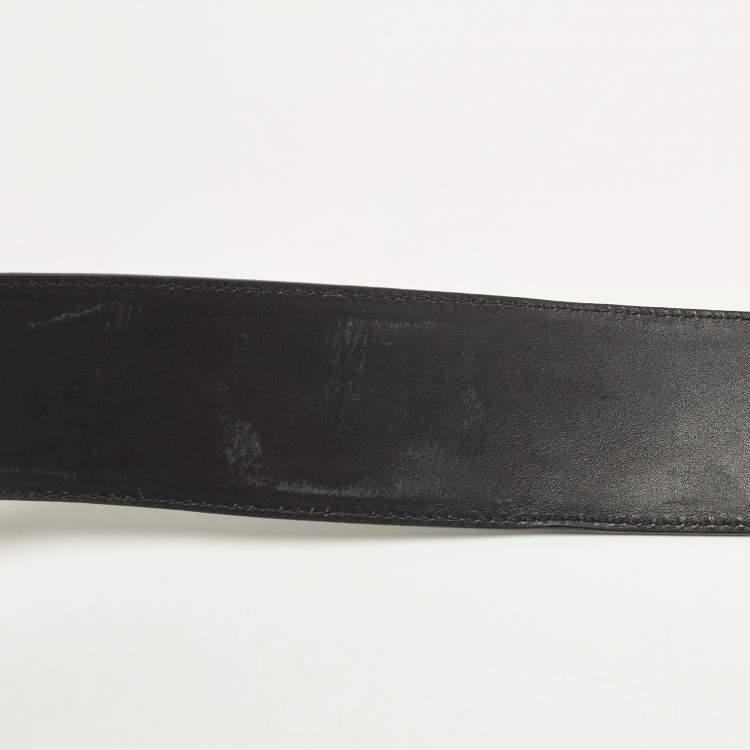 Pre Owned Saint Laurent 90 CM Buckle Wide Belt Black Patent Leather