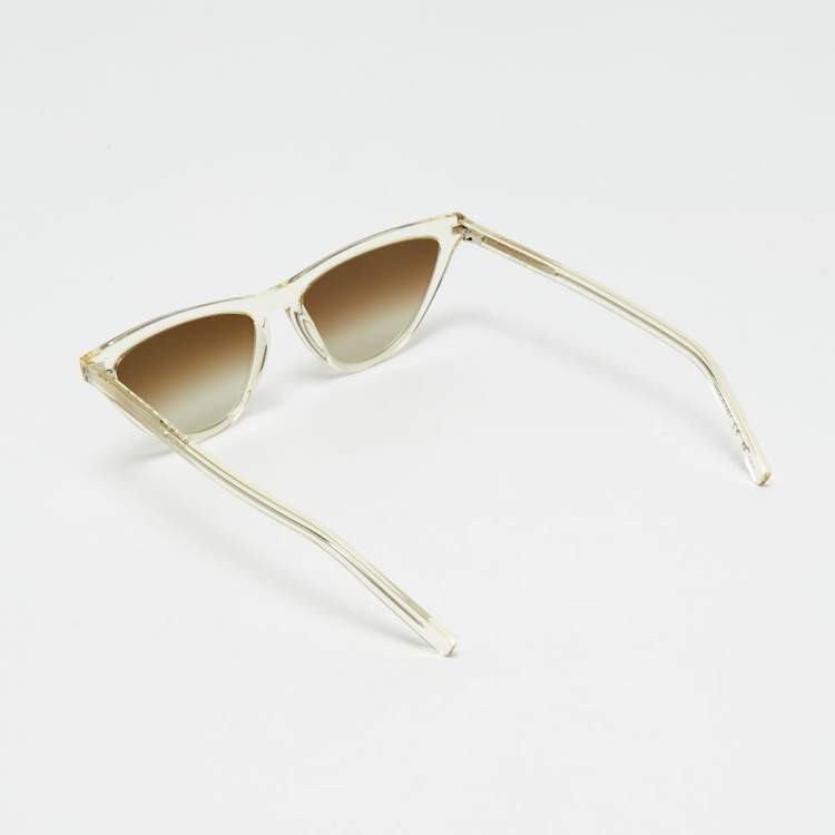 Pre Owned Saint Laurent Light Yellow/Grey Gradient SL550 SLIM Cat Eye Sunglasses