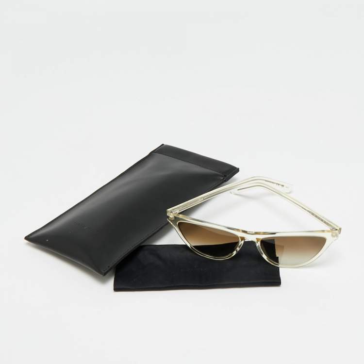 Pre Owned Saint Laurent Light Yellow/Grey Gradient SL550 SLIM Cat Eye Sunglasses