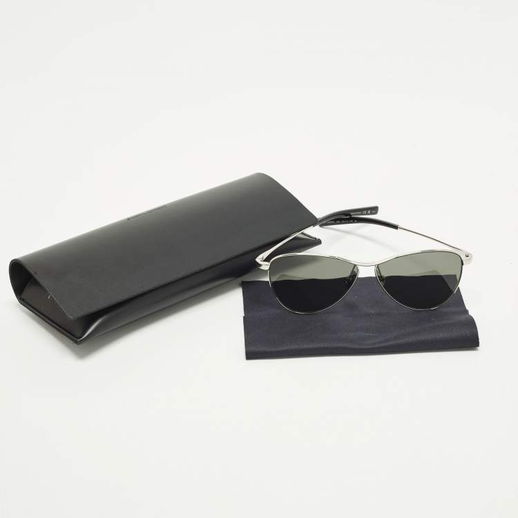 Pre Owned Saint Laurent Black/Silver Tone SL 831 Vesper Aviator Sunglasses