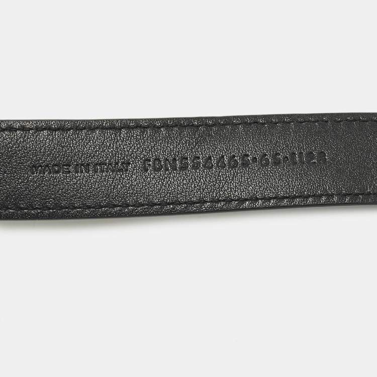 Pre Owned Saint Laurent Cassandre 65 CM Slim Buckle Belt Black Leather