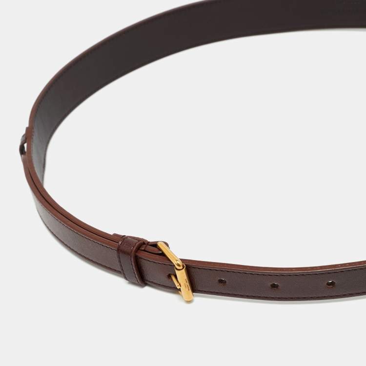 Pre Owned Saint Laurent 85CM Buckle Belt Burgundy Leather