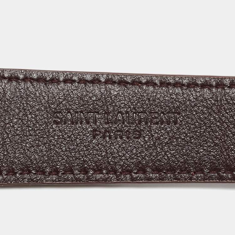 Pre Owned Saint Laurent 85CM Buckle Belt Burgundy Leather
