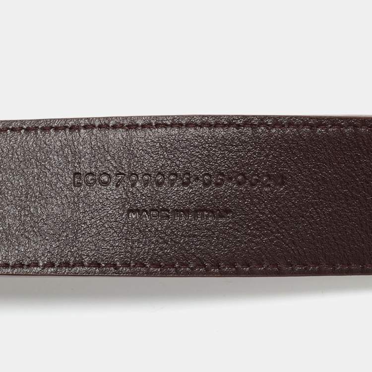 Pre Owned Saint Laurent 85CM Buckle Belt Burgundy Leather