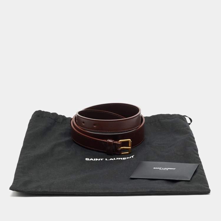 Pre Owned Saint Laurent 85CM Buckle Belt Burgundy Leather