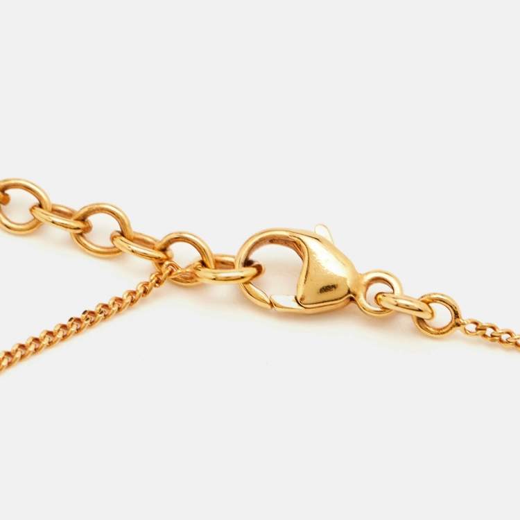 Pre Owned Saint Laurent Paris Cassandre Charm Gold Tone Bracelet
