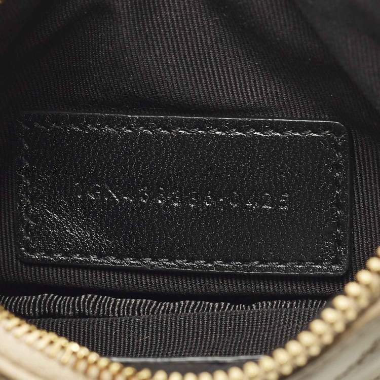 Pre Owned Saint Laurent Cassandre Key Pouch Beige Matelassé Leather