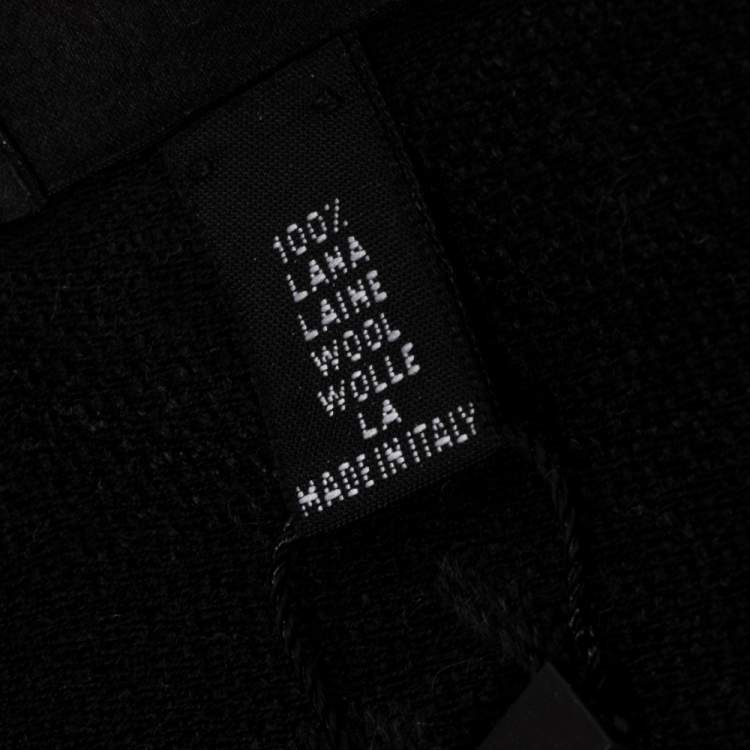 Pre Owned Yves Saint Laurent Black Jacquard Signature Wool Scarf