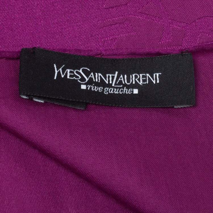 Pre Owned Saint Laurent Paris Purple Logo Monogram Silk Scarf