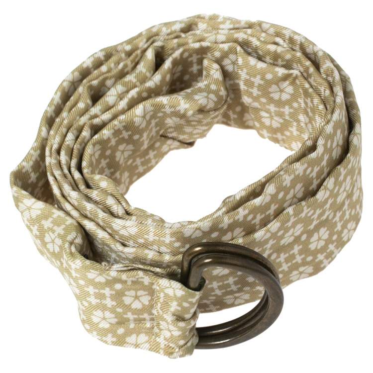 Pre Owned Yves Saint Laurent Beige Floral Print Silk Belt