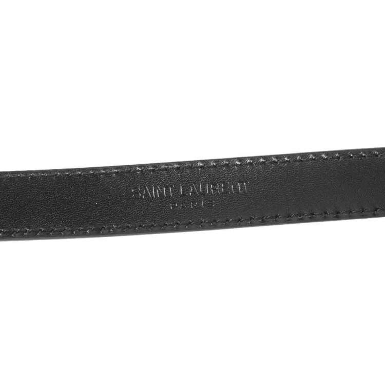 Pre Owned Saint Laurent Black Leather Monogram Tassel Chain Belt