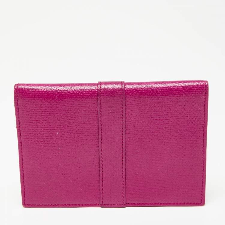 Pre Owned Saint Laurent Fuchsia Leather Y Ligne Passport Cover