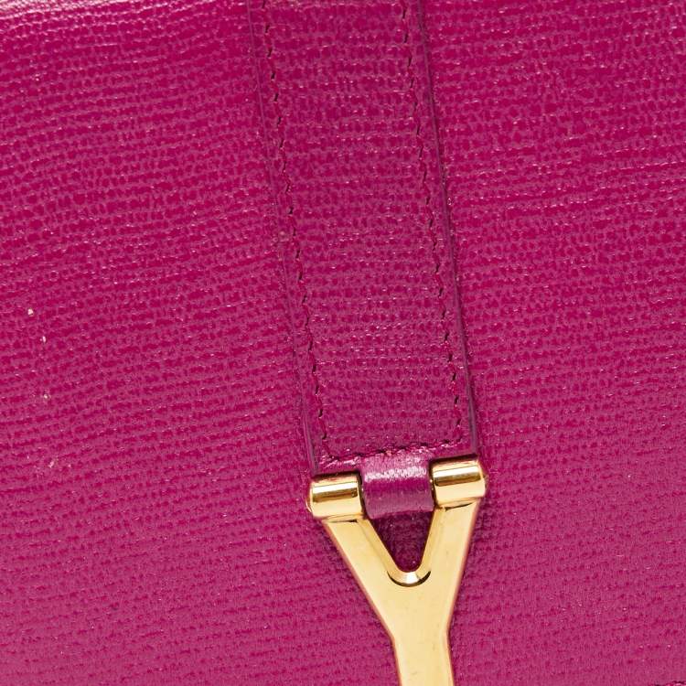 Pre Owned Saint Laurent Fuchsia Leather Y Ligne Passport Cover