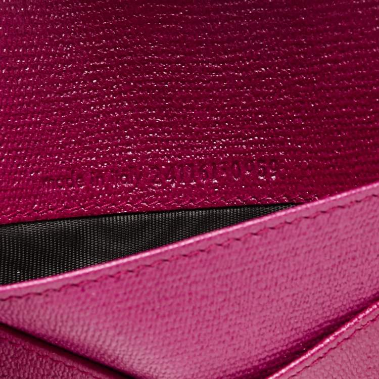 Pre Owned Saint Laurent Fuchsia Leather Y Ligne Passport Cover