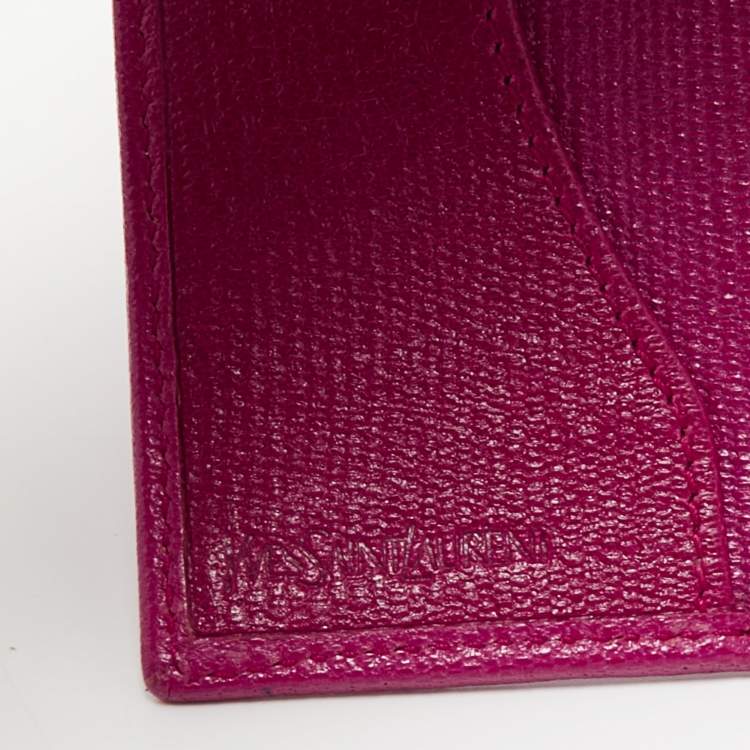 Pre Owned Saint Laurent Fuchsia Leather Y Ligne Passport Cover