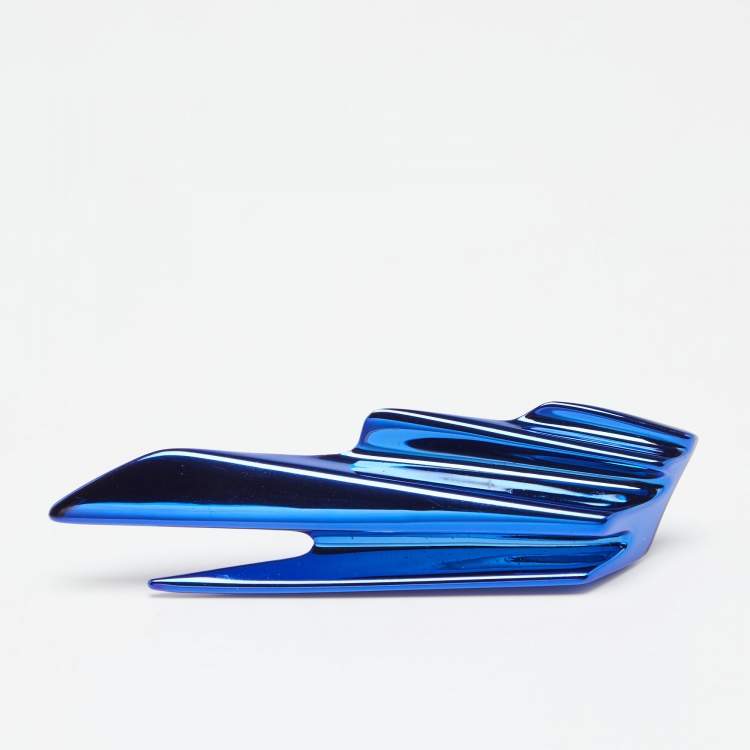 Pre Owned Saint Laurent Babylone Blue Metal Coated Ring 