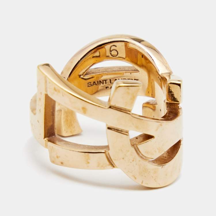 Saint Laurent YSL Monogram Silver Brass Ring Size 6 – Queen Bee of Beverly  Hills