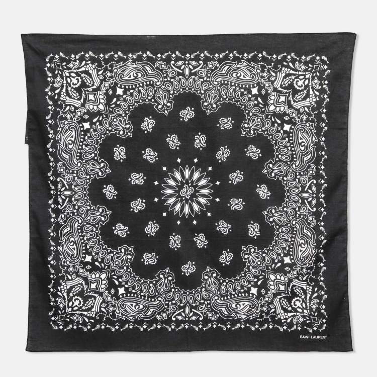 Pre Owned Saint Laurent Black Paisley Print Cotton Bandana 