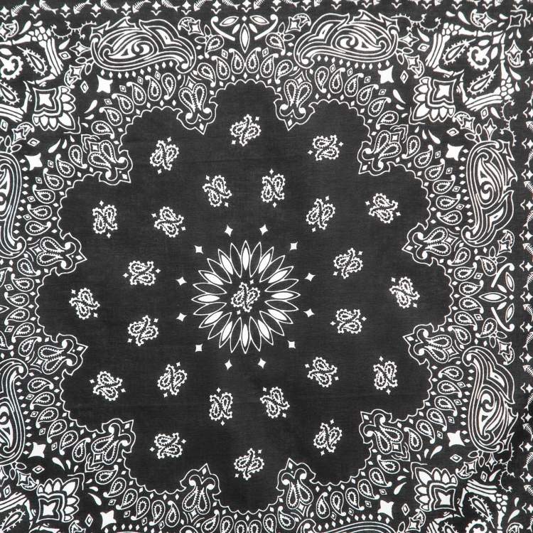 Pre Owned Saint Laurent Black Paisley Print Cotton Bandana 