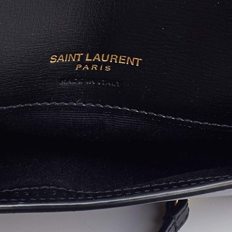 Pre Owned Saint Laurent Black Leather Phone Holder Bag
