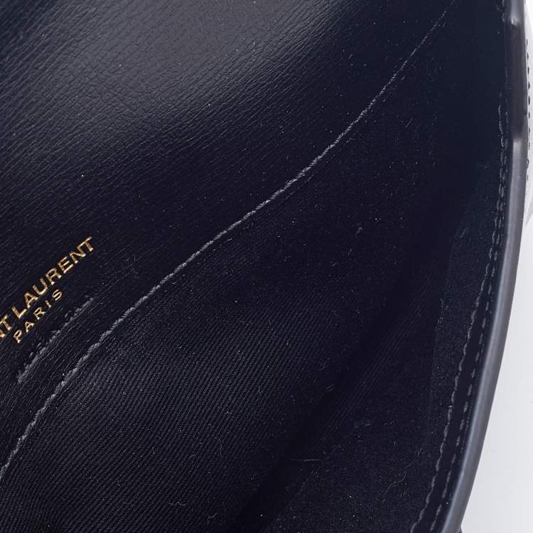 Pre Owned Saint Laurent Black Leather Phone Holder Bag