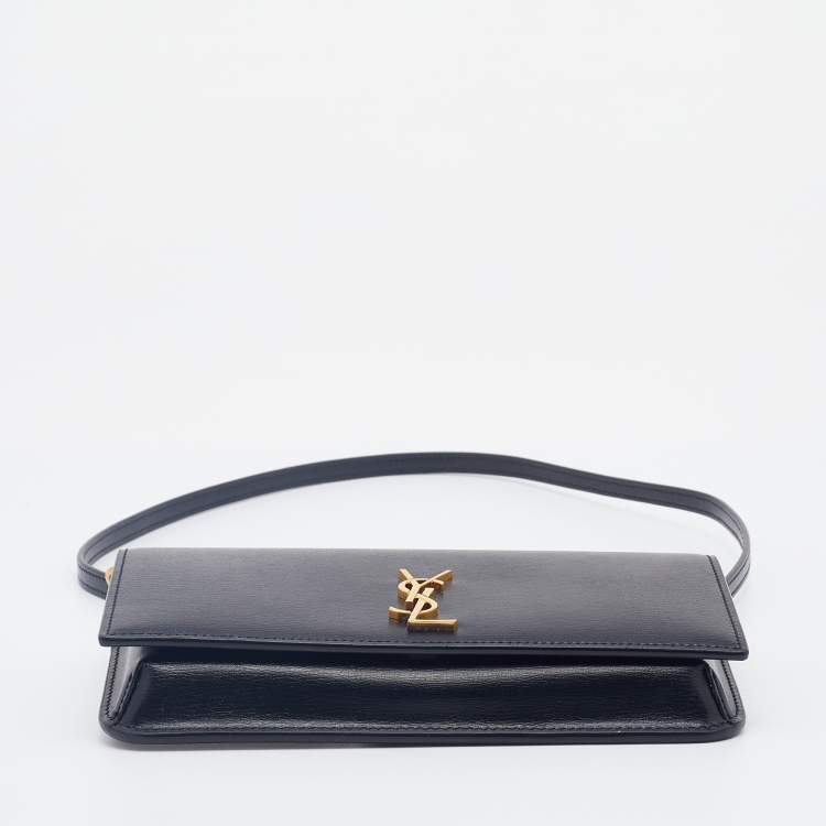 Pre Owned Saint Laurent Black Leather Phone Holder Bag