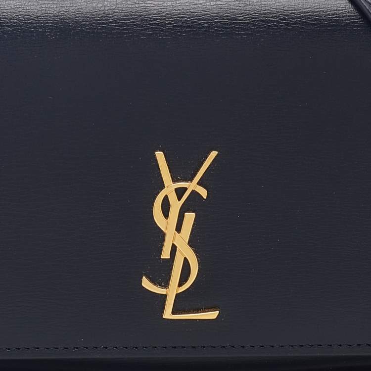 Pre Owned Saint Laurent Black Leather Phone Holder Bag