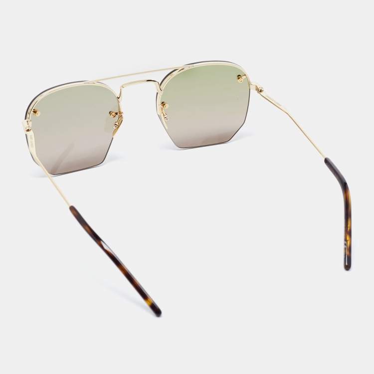 Pre Owned Saint Laurent Gold Tone/ Bicolor Gradient SL 422 Aviator Sunglasses