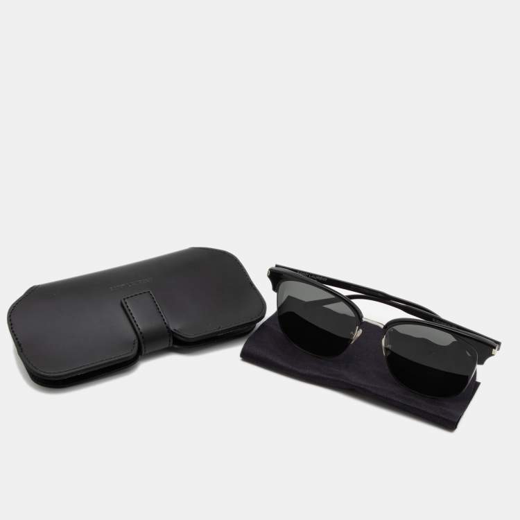 Pre Owned Saint Laurent Black Classic 180 Round Sunglasses