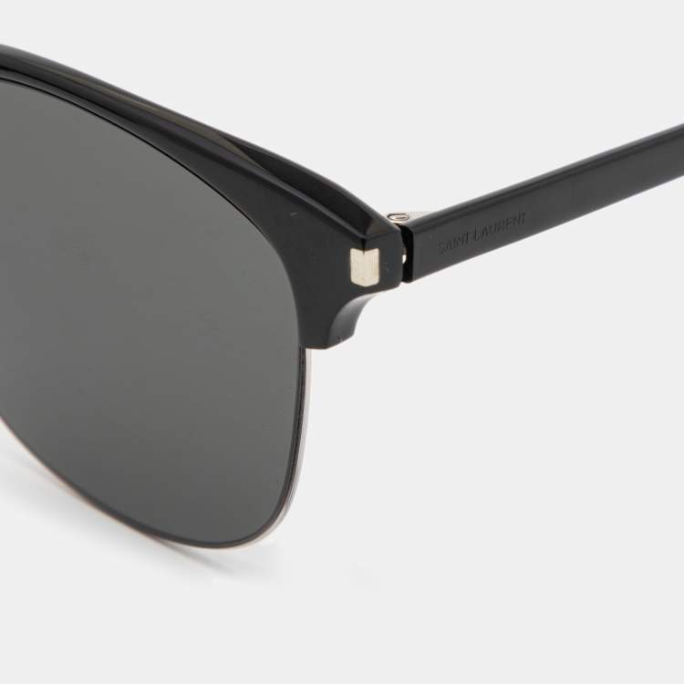 Pre Owned Saint Laurent Black Classic 180 Round Sunglasses