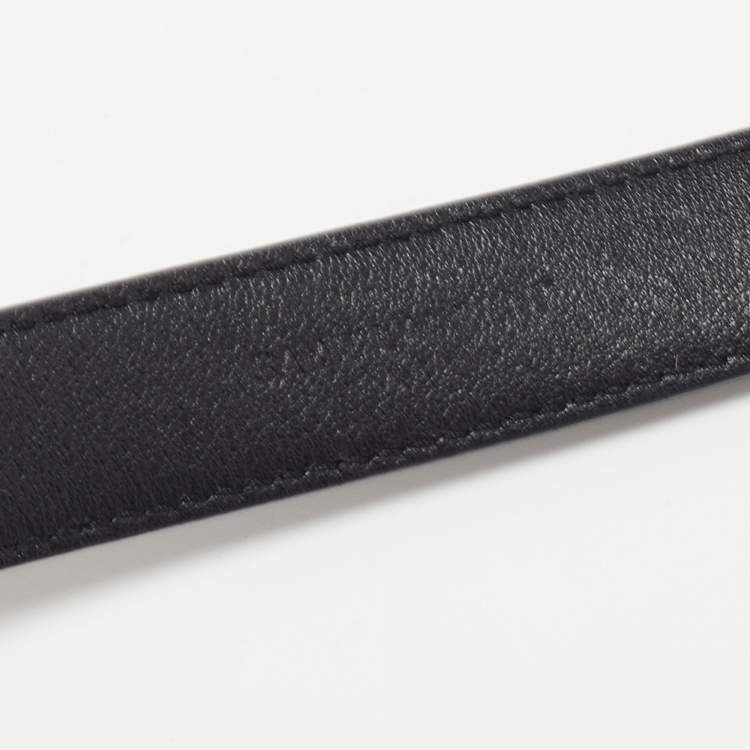 Pre Owned Saint Laurent Black Leather Buckle Slim Belt 85CM