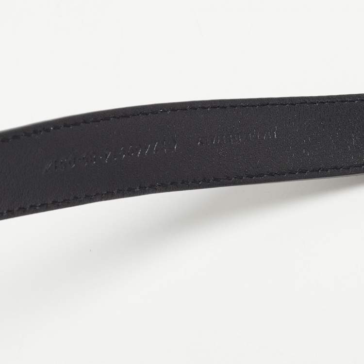 Pre Owned Saint Laurent Black Leather Buckle Slim Belt 85CM