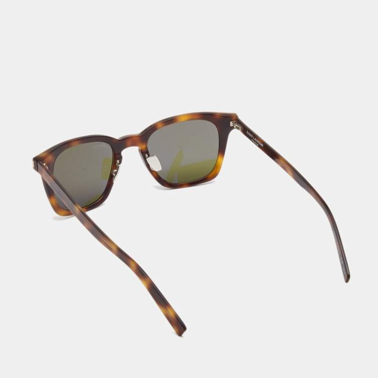 Pre Owned Saint Laurent Brown Tortoise Slim Cat Eye Sunglasses