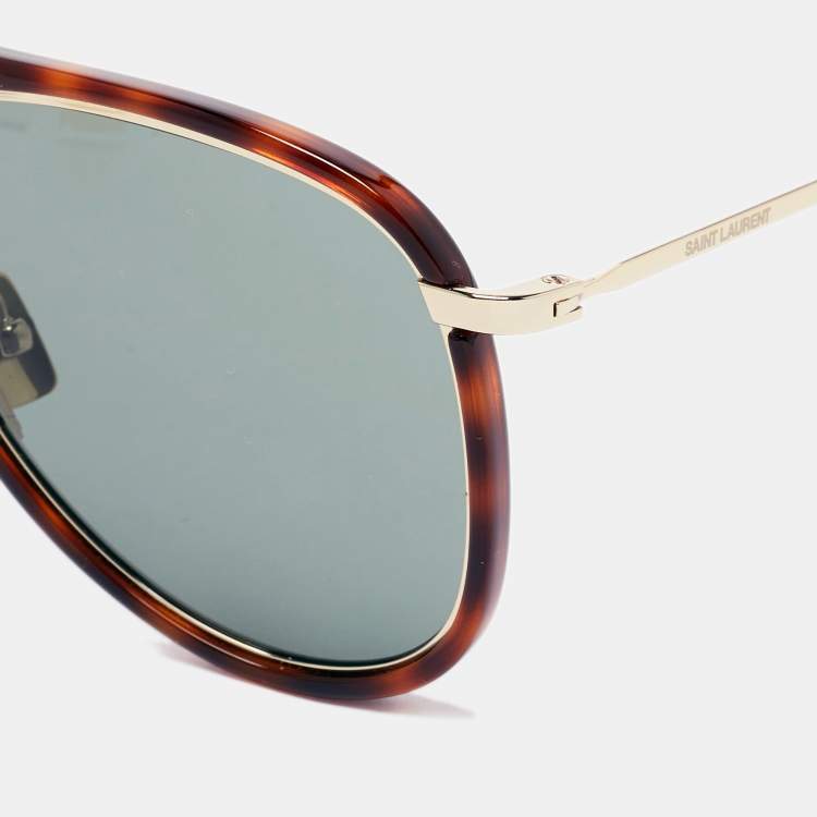 Pre Owned Saint Laurent Brown Tortoise Classic Rim Sunglasses