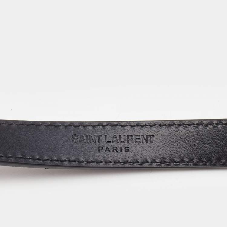 Pre Owned Saint Laurent Black Suede and Leather Monogram Chain Tassel Belt XL