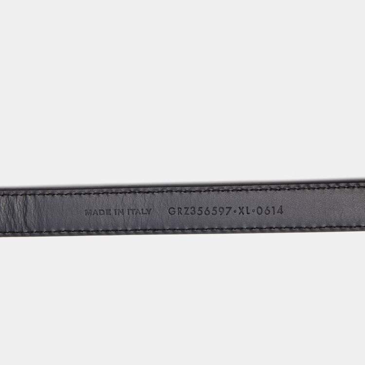 Pre Owned Saint Laurent Black Leather Monogram Chain Tassel Belt XL