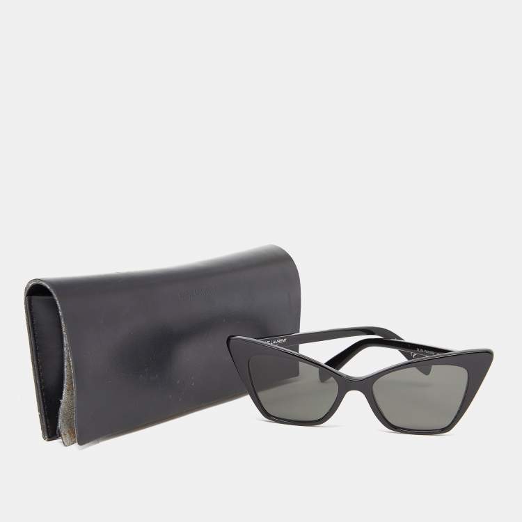 Pre Owned Saint Laurent Black/Grey SL244 Victoire Cat-Eye Sunglasses