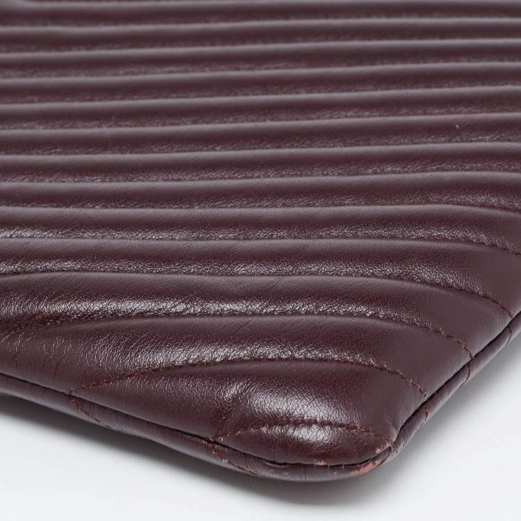 Pre Owned Saint Laurent Burgundy Matelasse Leather Document Holder 