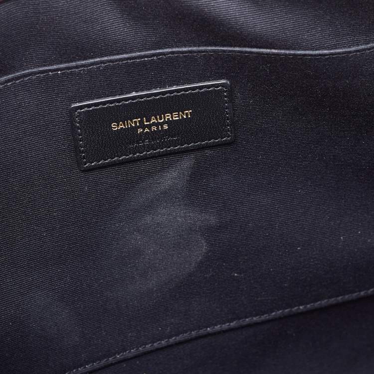 Pre Owned Saint Laurent Burgundy Matelasse Leather Document Holder 